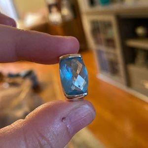 Sterling silver size 6 cocktail ring with aquamarine stone.